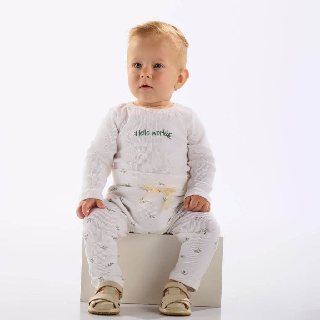 Conjunto body e calça em ribana sustentável Up Baby