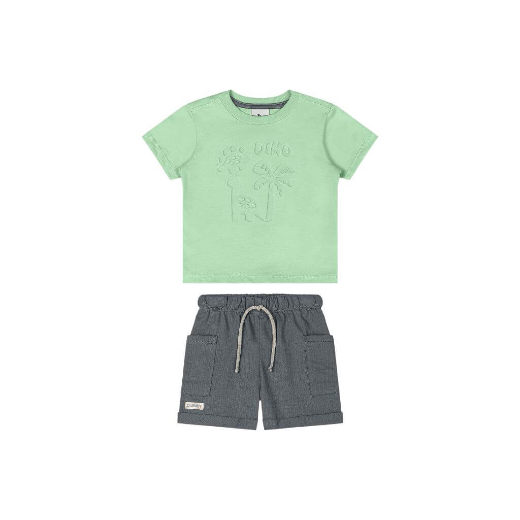 Conjunto camiseta em malha e bermuda em moletom Quimby