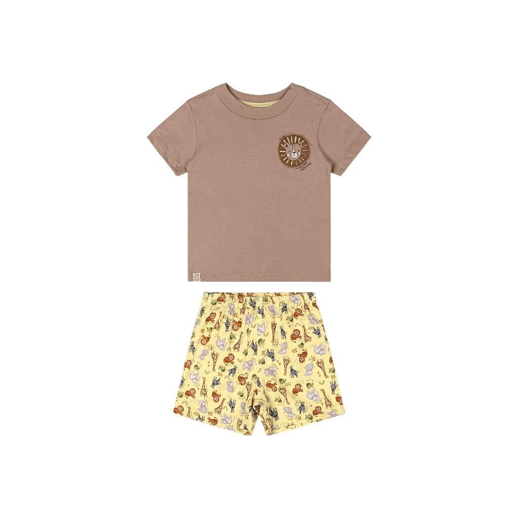 Conjunto camiseta em malha e bermuda em microfibra Quimby