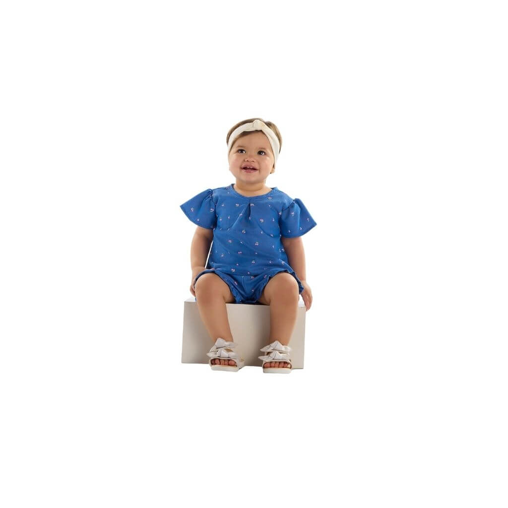 Conjunto blusa e short em tecido chambray Quimby