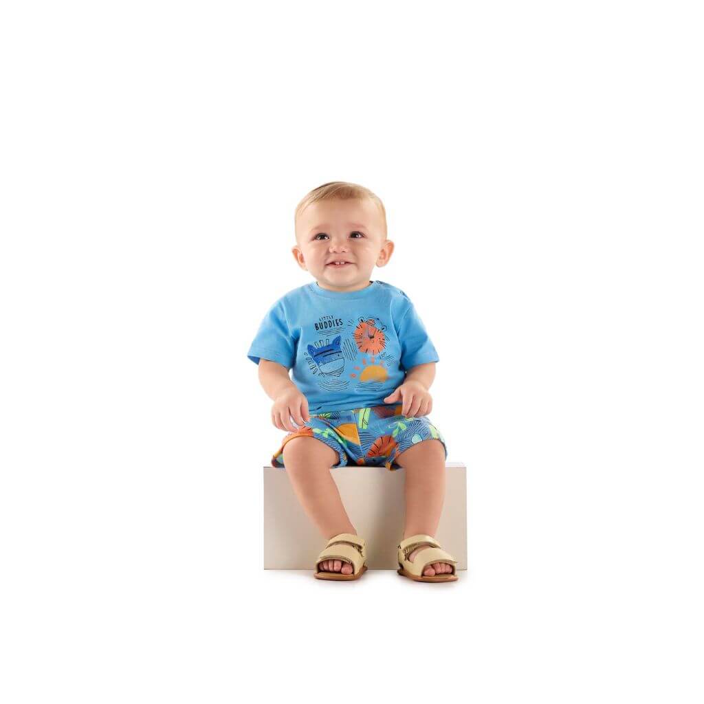 Conjunto camiseta em malha e bermuda em moletom Up Baby