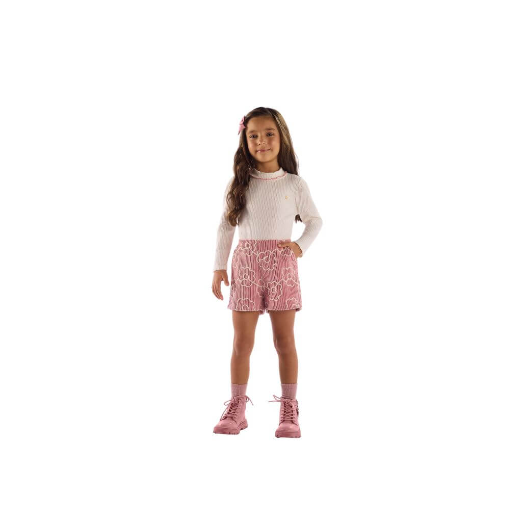 Conjunto blusa em ribana e short em veludo Up Baby