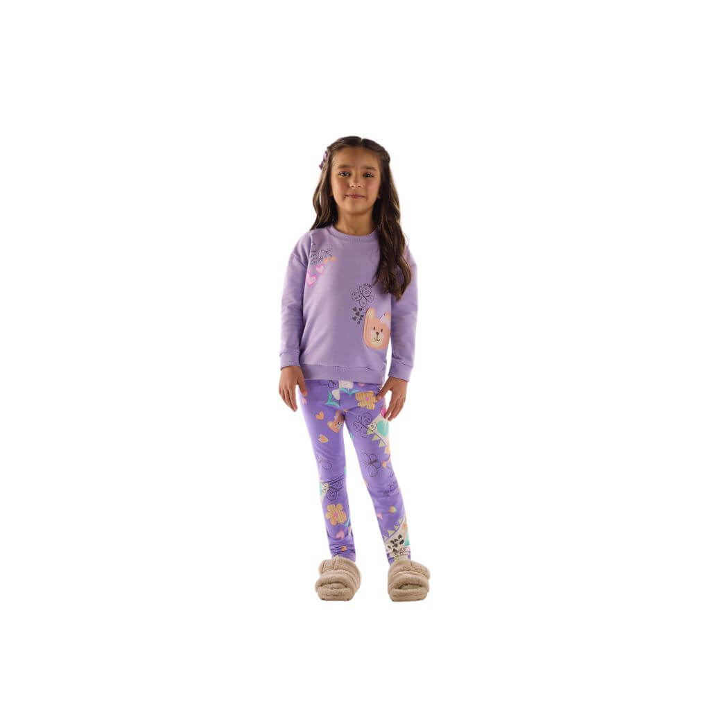Conjunto blusão em molecotton e legging em cotton apeluciado Up Baby