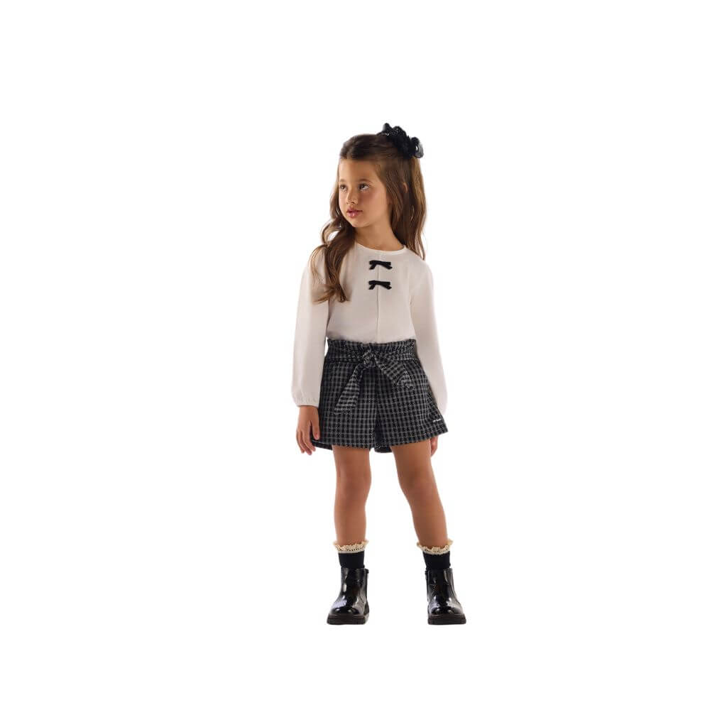 Conjunto blusa em meia malha e short em malha jacquard Up Baby