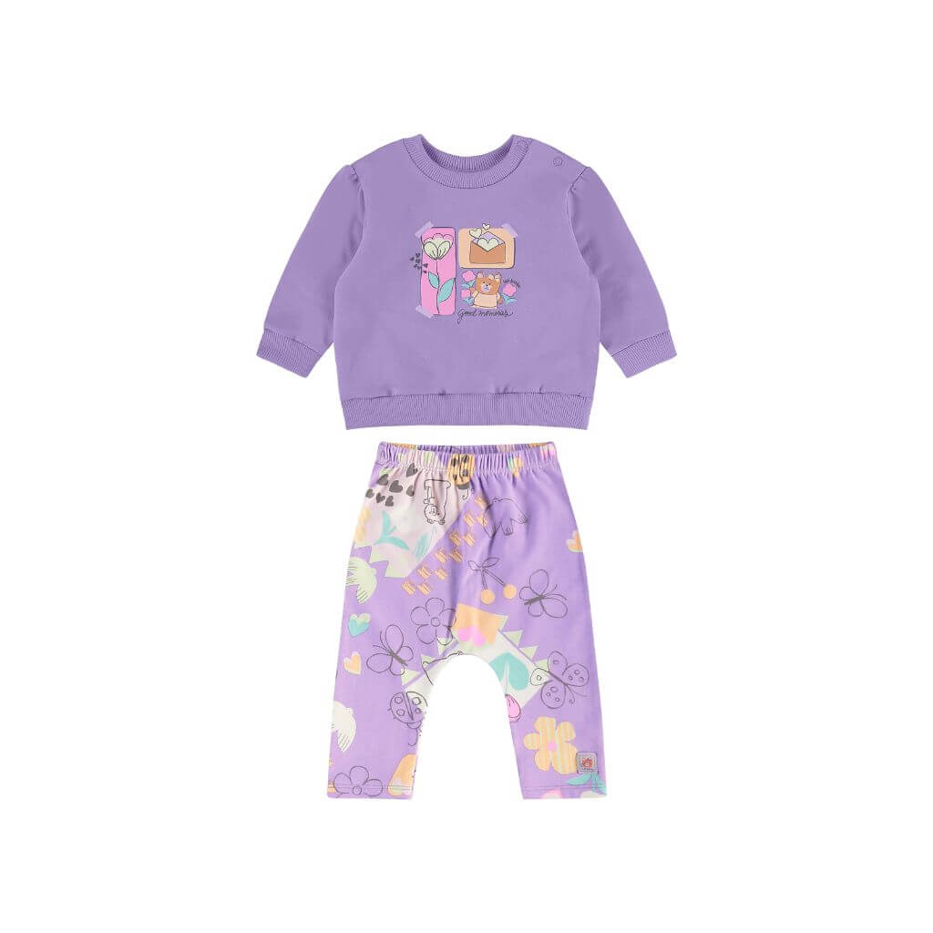 Conjunto blusão em molecotton e calça em cotton com felpa Up Baby