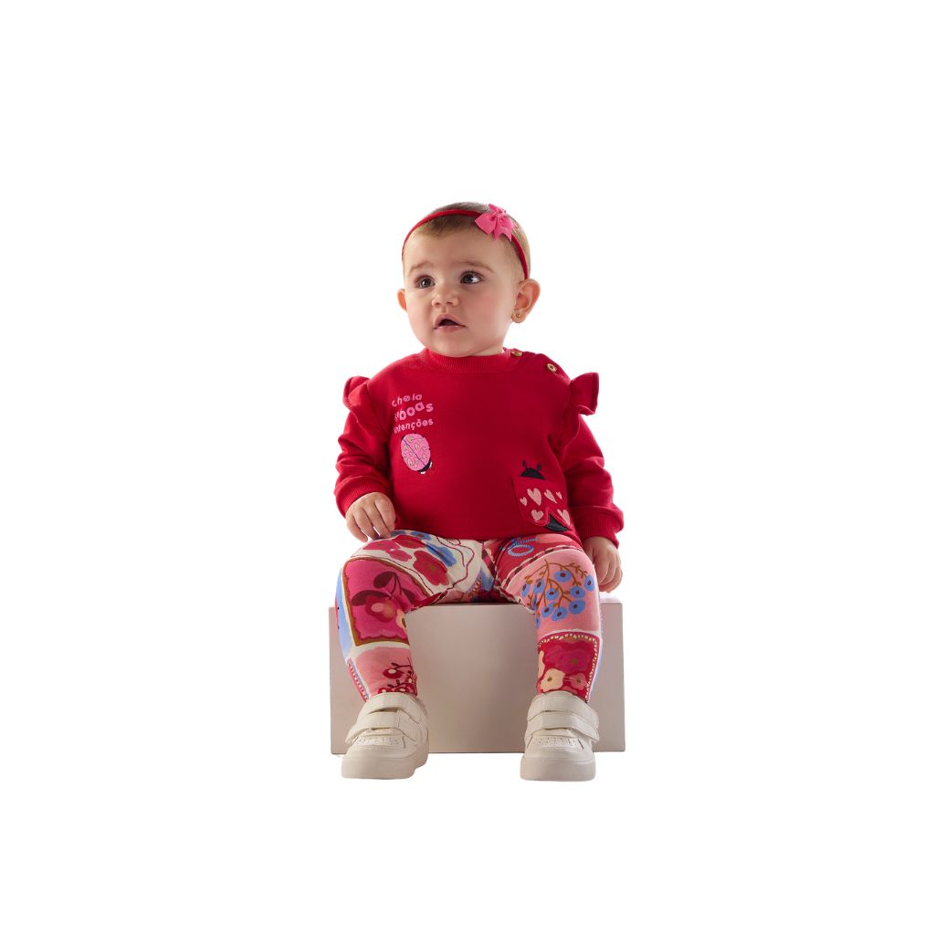 Conjunto blusão em moletom sem felpa e legging em cotton Três e Já