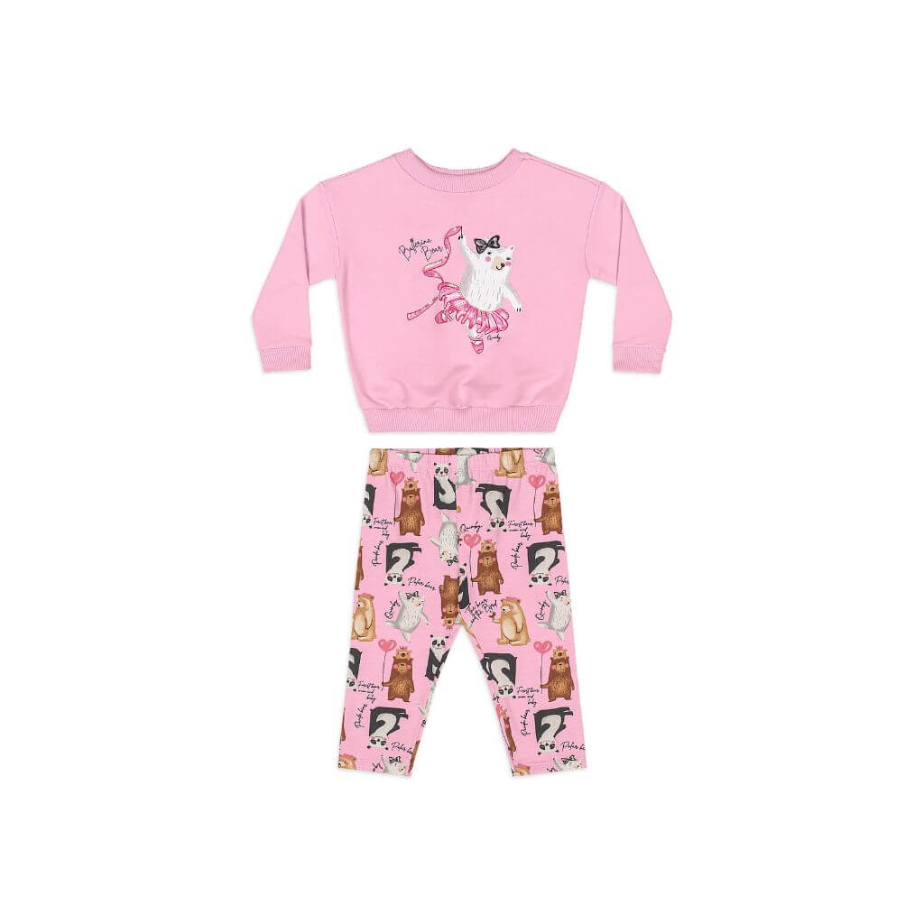 Conjunto blusão em moletom sem felpa e calça legging em cotton Quimby