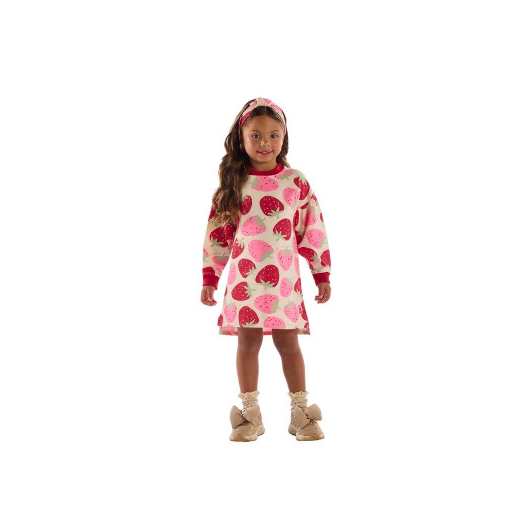 Vestido manga longa em super cotton Up Baby