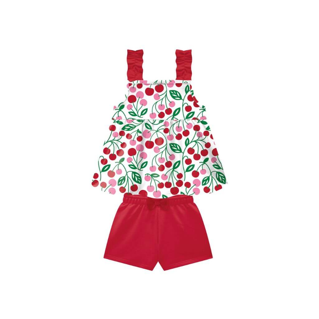 Conjunto blusa em meia malha e short em moletinho sem felpa Kyly