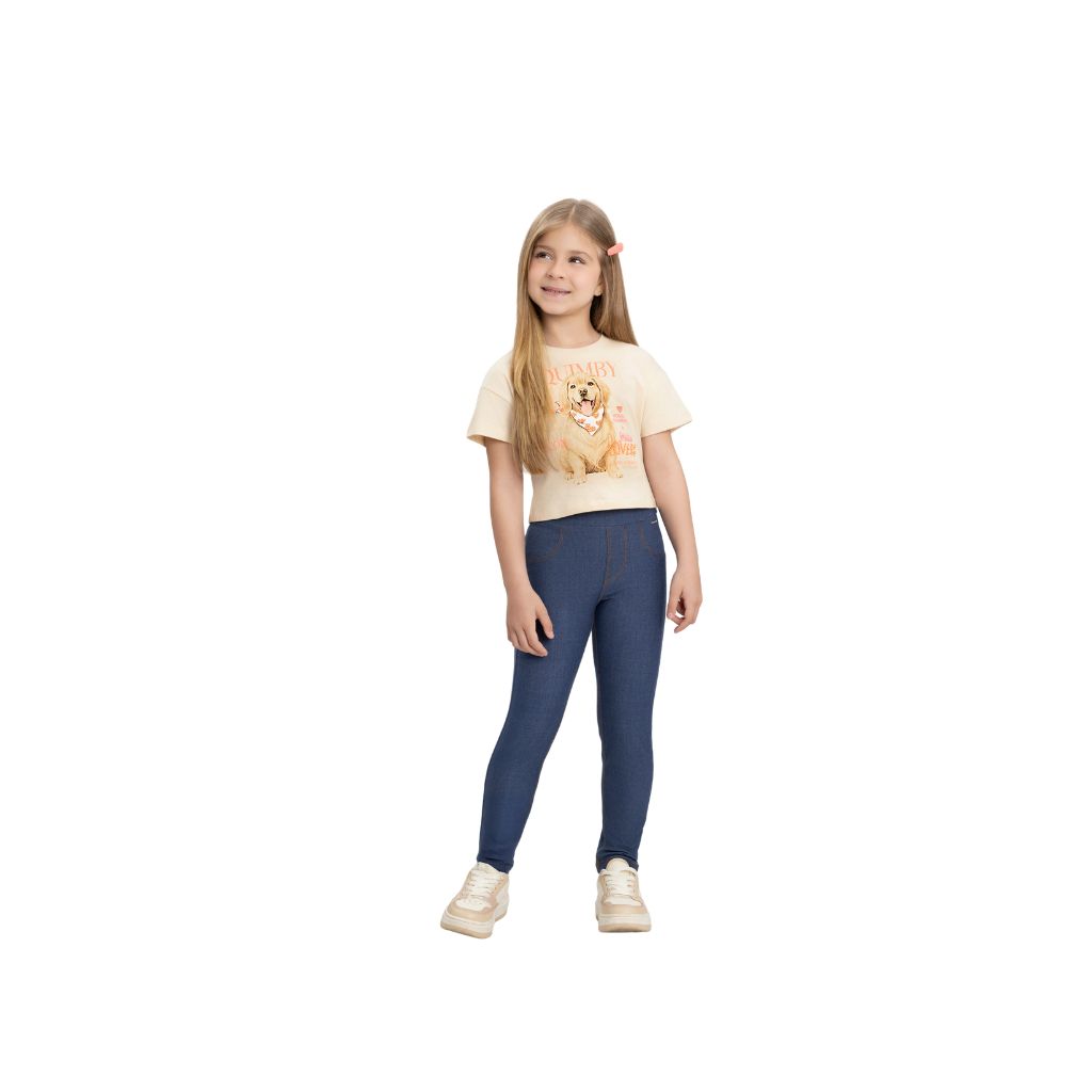 Legging em malha jeans com elastano Quimby