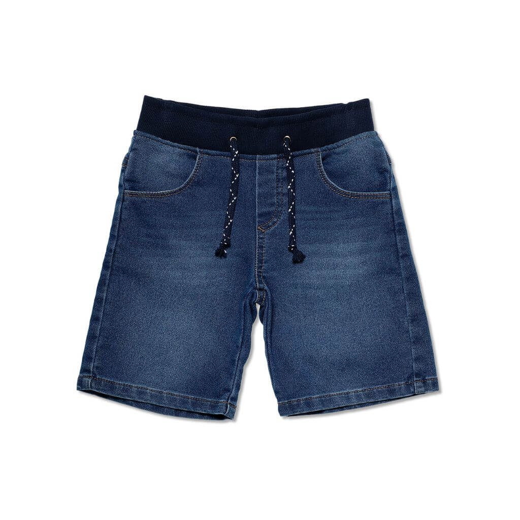Bermuda jeans com elastano e cós em ribana Mania Kids