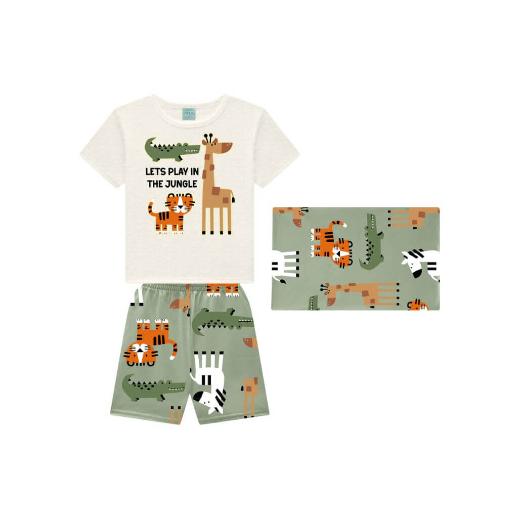 Pijama em meia malha com fronha Kyly
