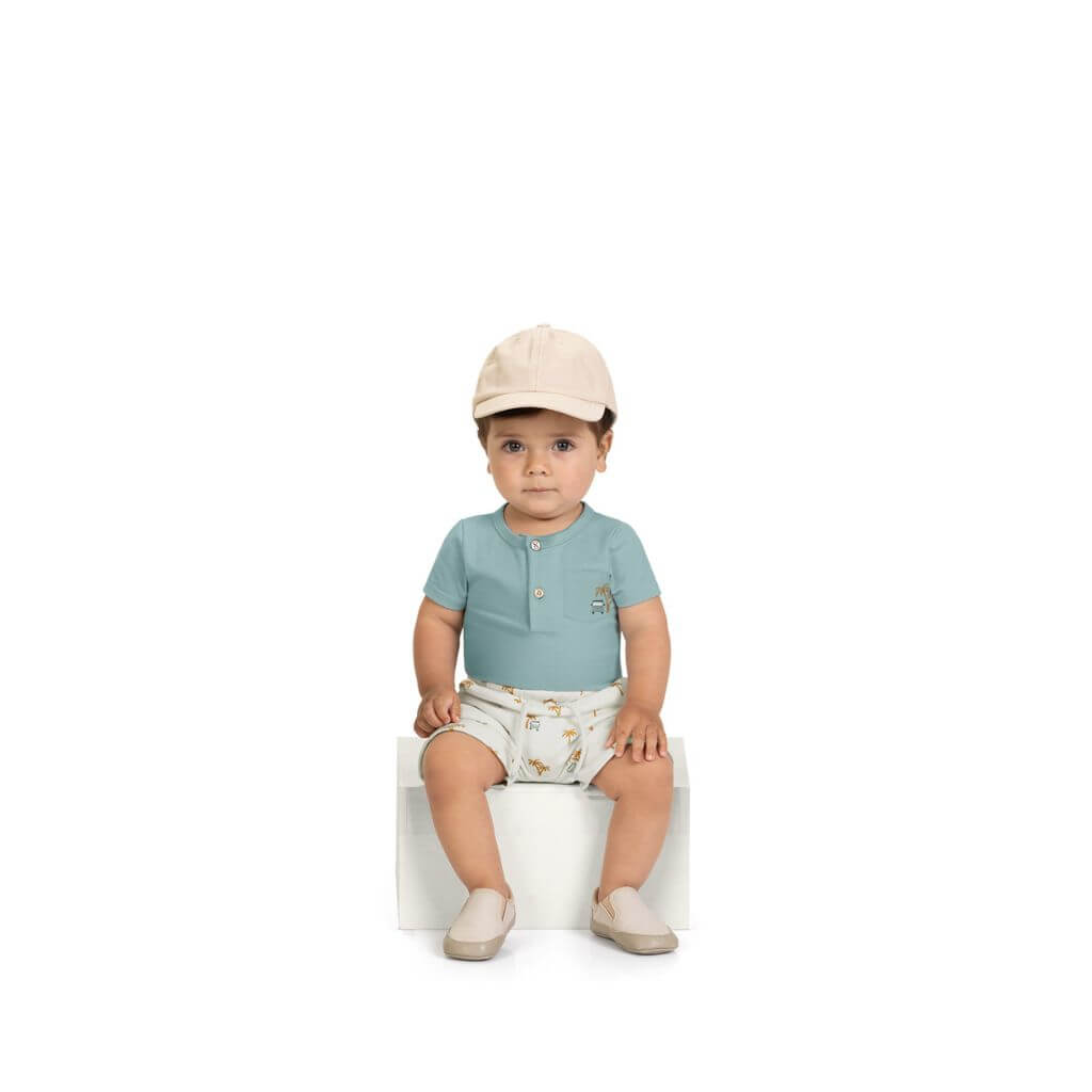 Conjunto body em cotton e bermuda em suedine Milon