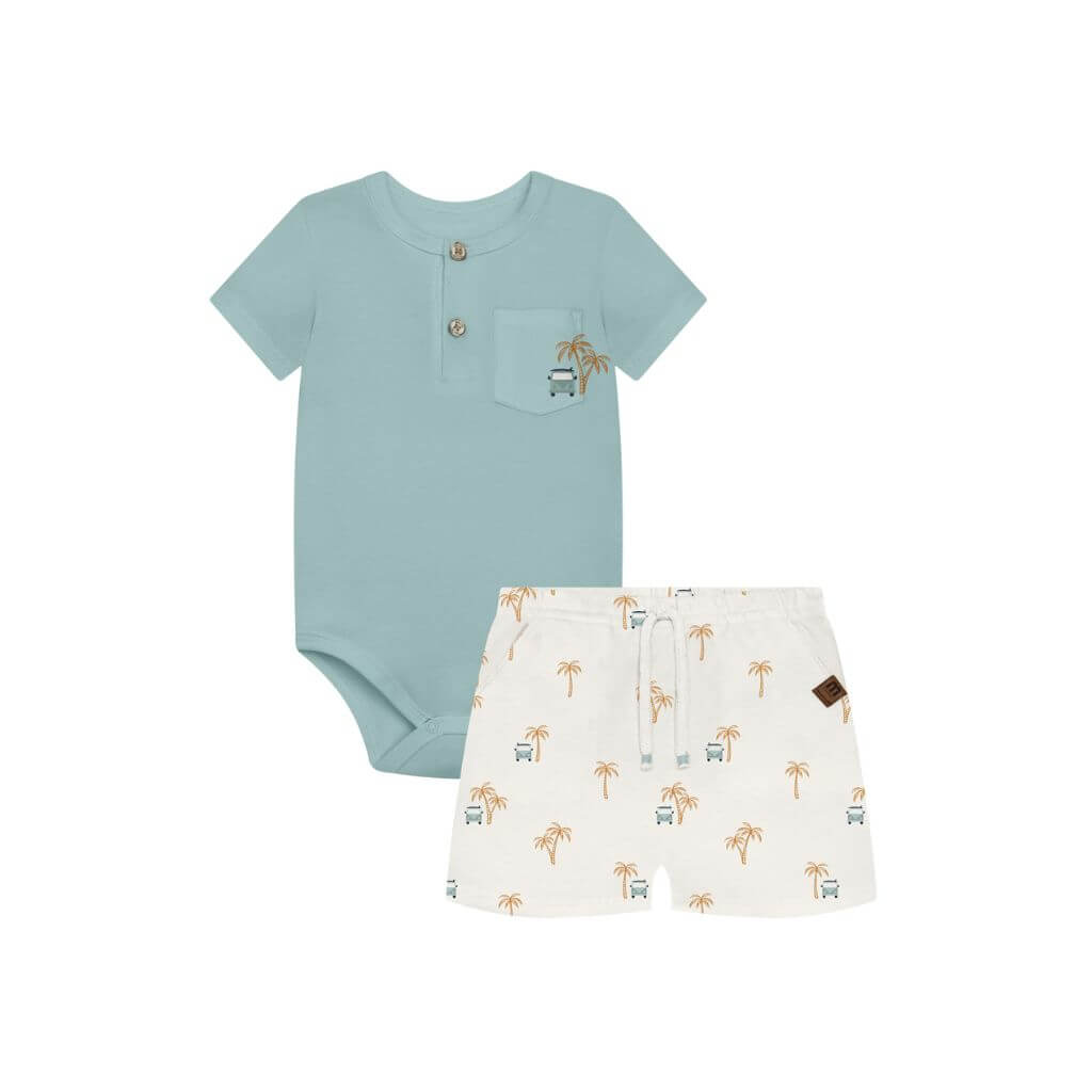 Conjunto body em cotton e bermuda em suedine Milon