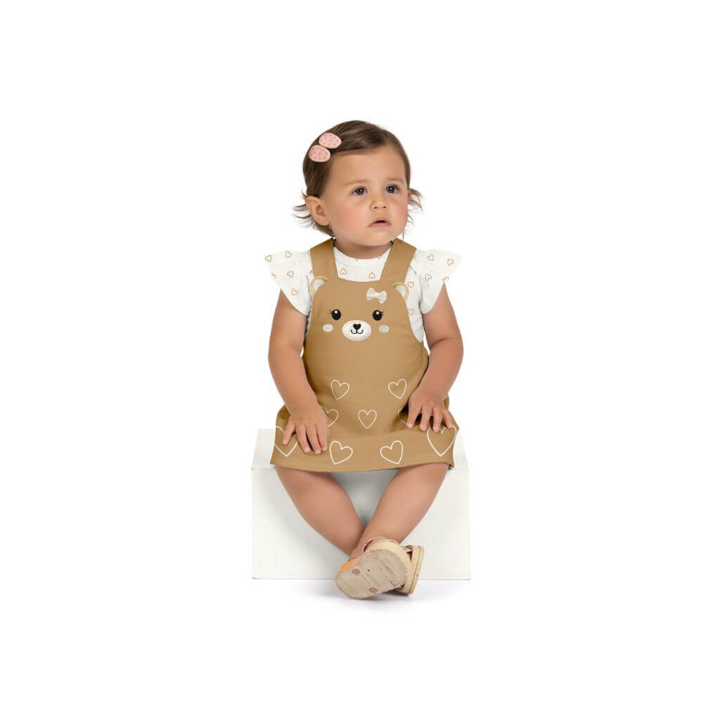 Conjunto body em cotton e salopete em moletinho sem felpa Kyly