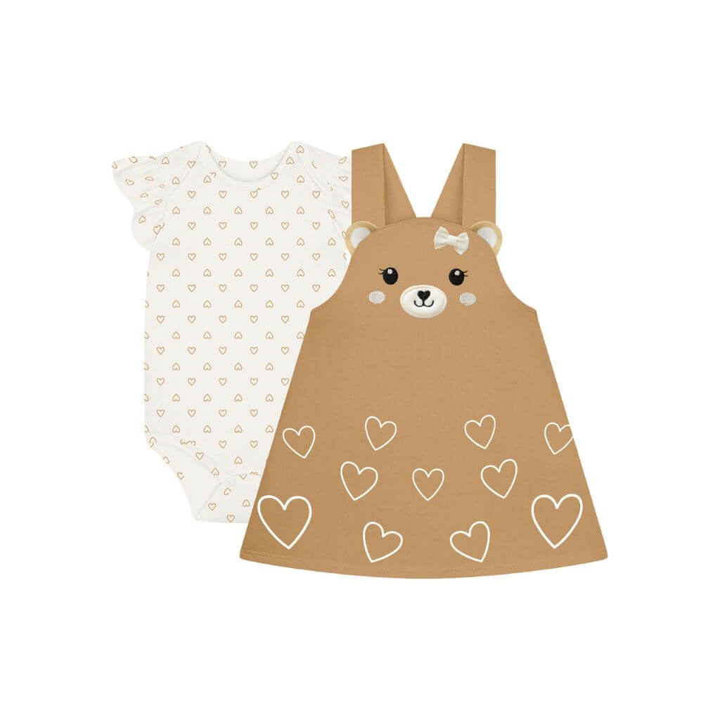 Conjunto body em cotton e salopete em moletinho sem felpa Kyly