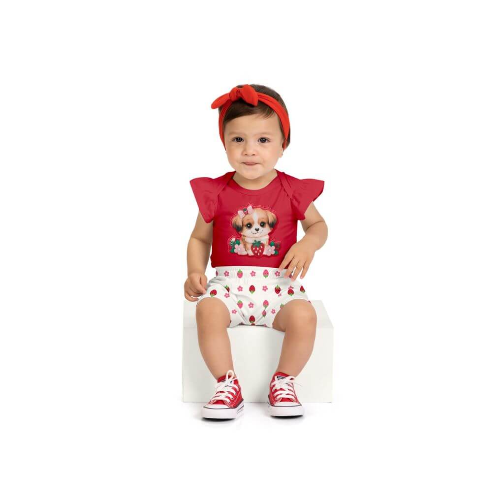 Conjunto body em cotton e short em meia malha Kyly