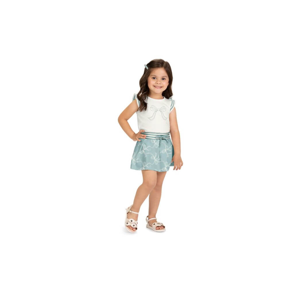 Conjunto blusa e saia short em cotton Milon