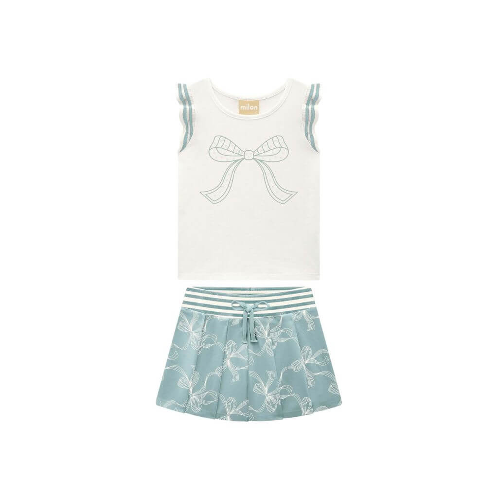 Conjunto blusa e saia short em cotton Milon