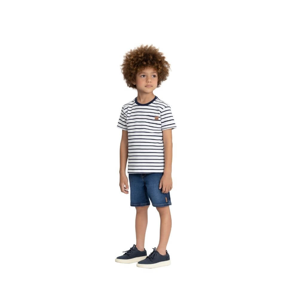 Camiseta em suedine listrado Up Baby