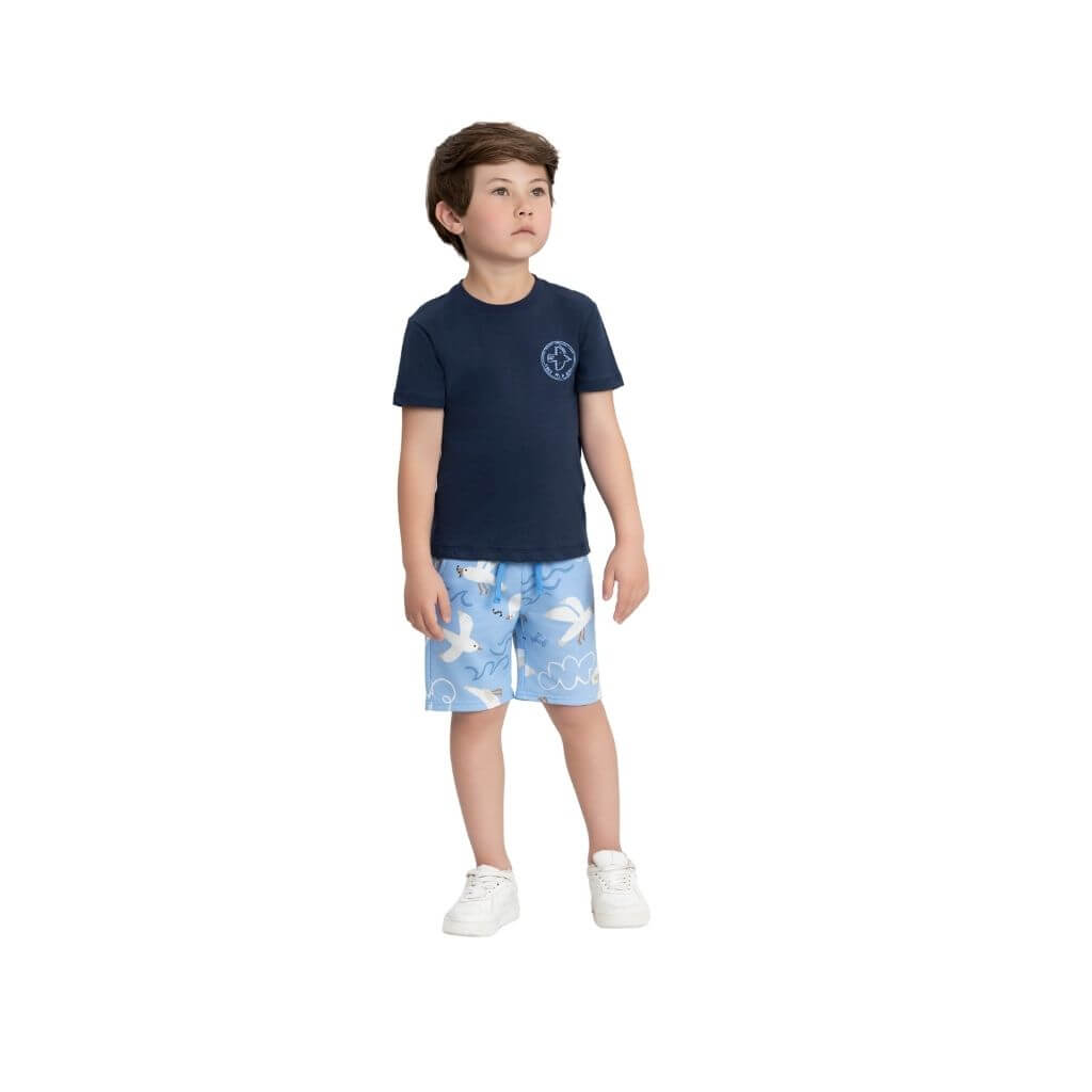 Conjunto camiseta em malha e bermuda em moletom Up Baby