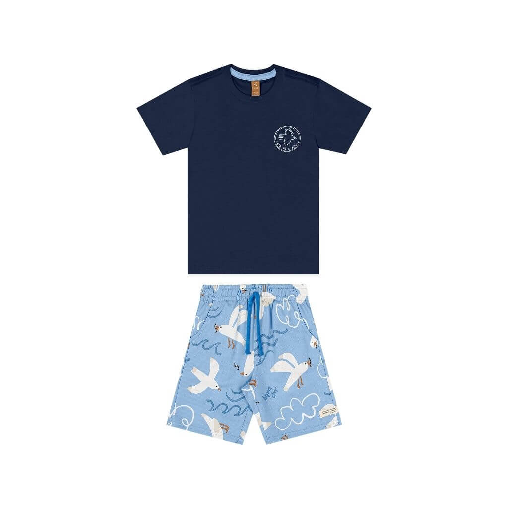 Conjunto camiseta em malha e bermuda em moletom Up Baby