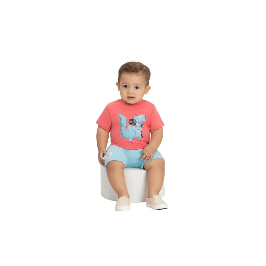 Conjunto camiseta em malha e bermuda em molecotton Up Baby
