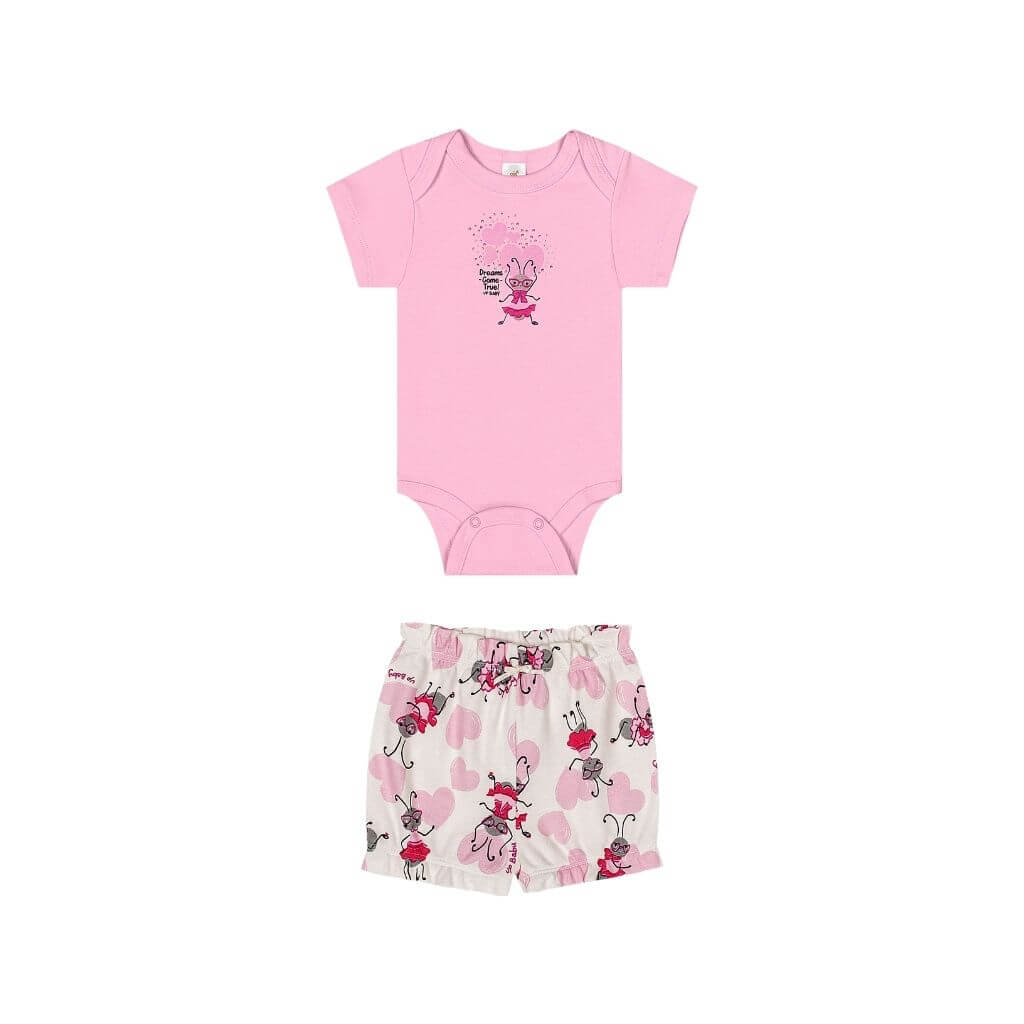 Conjunto body e short em suedine premium Up Baby