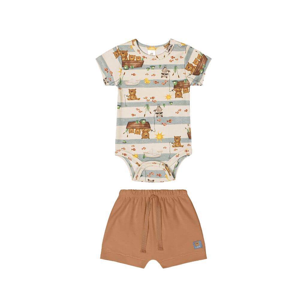 Conjunto body e short em suedine premium Up Baby